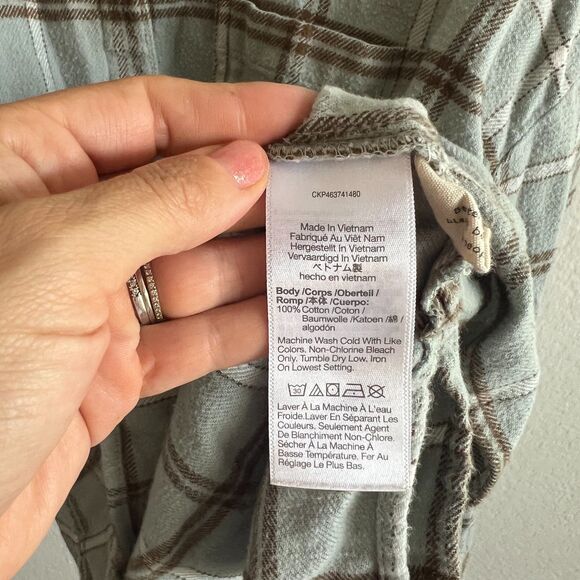 MADEWELL Flannel Frosted Sage Long Sleeve Boxy Shirt Womens Medium - Picture 6 of 7
